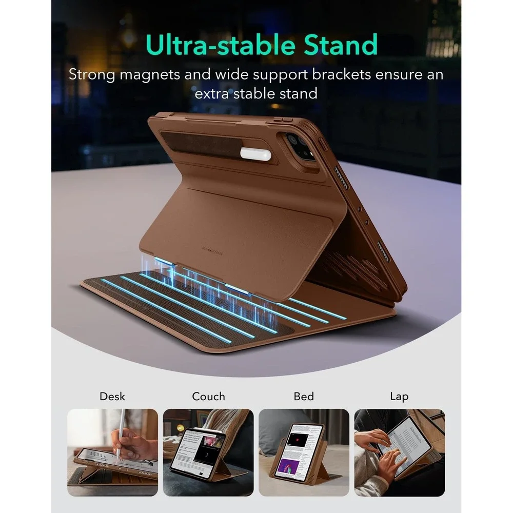 ESR iPad Pro 12.9 Case 6th 5th Gen 2022 2021 Magnetic‎ Stand Pencil Holder Brown